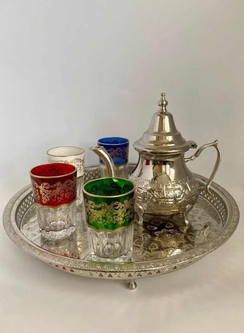 Juego de té marroquí mediano Zagora - Artesanía Árabe