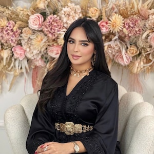 Moroccan Black Caftan , Moroccan Embroidered & Hand beaded Kaftan , Events Dress , Moroccan Abaya