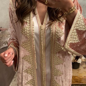 Handmade Moroccan Caftan - Luxury Velvet Caftan with Traditional Gold Embroidery, Elegant Wedding & Special Occasion Dress, Modest Fashion