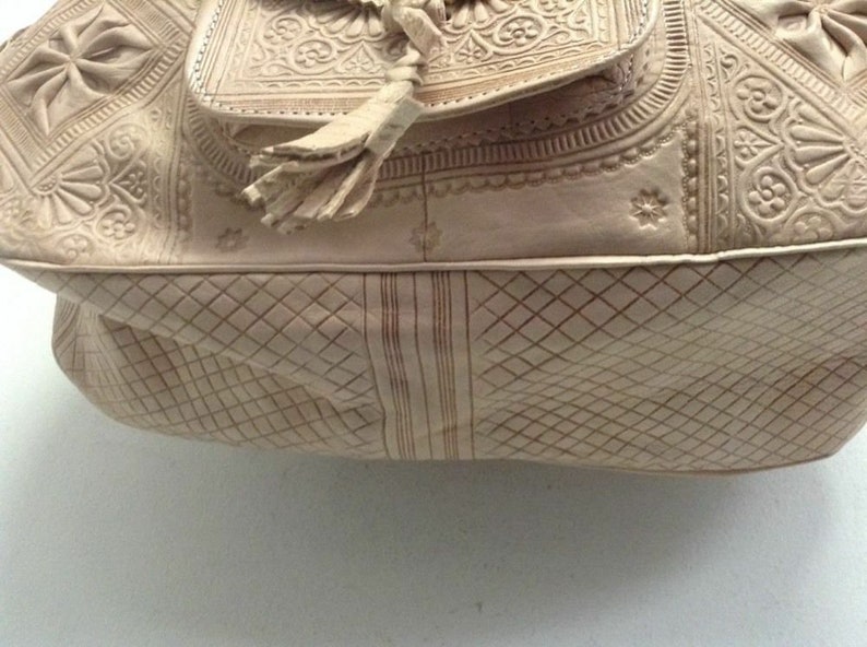 Moroccan Leather Handmade Shoulder Bag Handbag Purse Carved Etsy