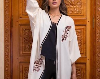 Caftan, Moroccan Modern Embroidered Kaftan , Kimono , Cardigan , Embroidered Cardigan , Moroccan Style