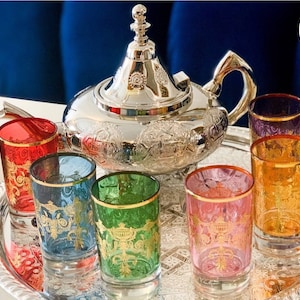 Moroccan Handmade Luxurious Silverplated Tea Set