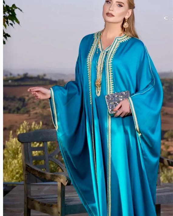 Moroccan Kaftan Dress, Muslim Modest Abaya , Arabic Clothing,