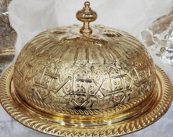 Moroccan Brass Handmade Platter Round Handmade Serving Tray
