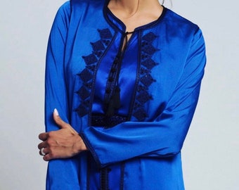 Moroccan Gorgeous Blue Caftan, Moroccan Kaftan 2 Pieces, Moroccan Abaya Gown