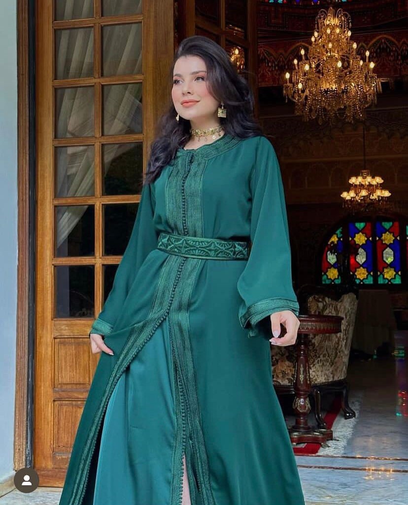 Moroccan Green Caftan 2 Pieces , Wedding Dress , Fancy Green Dress ,  Moroccan Abaya,      - Etsy