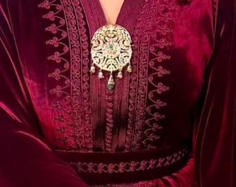 Robe Caftan Velour Caftan Bordeau Moroccan Kaftan Dress Caftan