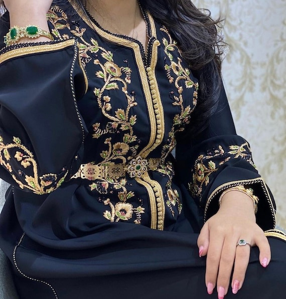 Moroccan Black Caftan Embroidered and Hand Beaded Caftan - Etsy