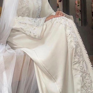 Caftán nupcial marroquí de lujo, vestido Nikkah, vestido de novia musulmán, abaya de boda modesta, vestido dubái para novias y ocasiones especiales.