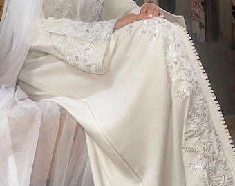 Luxury Moroccan Bridal Kaftan, Nikkah Dress, Muslim Bride Dress, Modest Wedding Abaya, Dubai Gown for Brides & Special Occasions