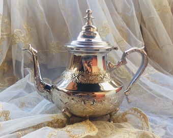 Authentic Moroccan Vintage Handmade Tea Pot Silver X Large***NEW***