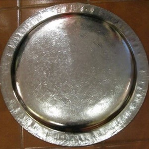 Moroccan Handmade Traditional Tray Top Round Carved Wood image 8