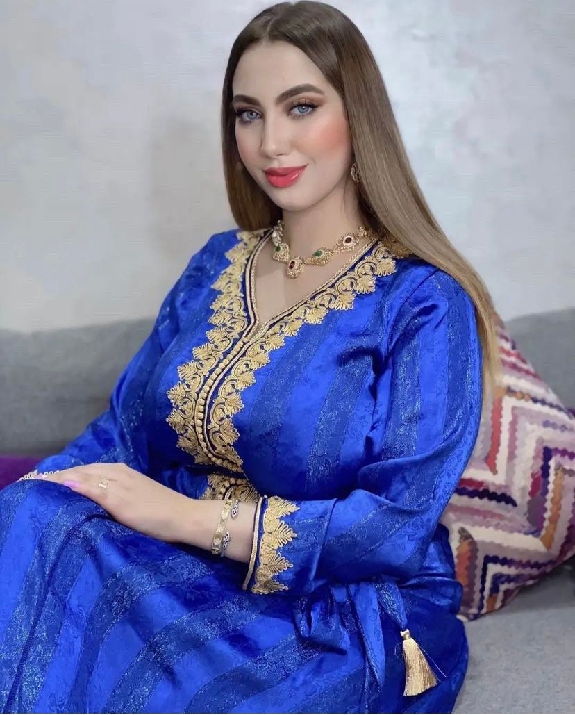 Caftan Blue Moroccan Caftan Moroccan Gown Abaya Dubai - Etsy