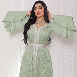 Moroccan Gorgeous Caftan , Moroccan Embroidered & Hand Beaded Kaftan, Abaya , Wedding Dress