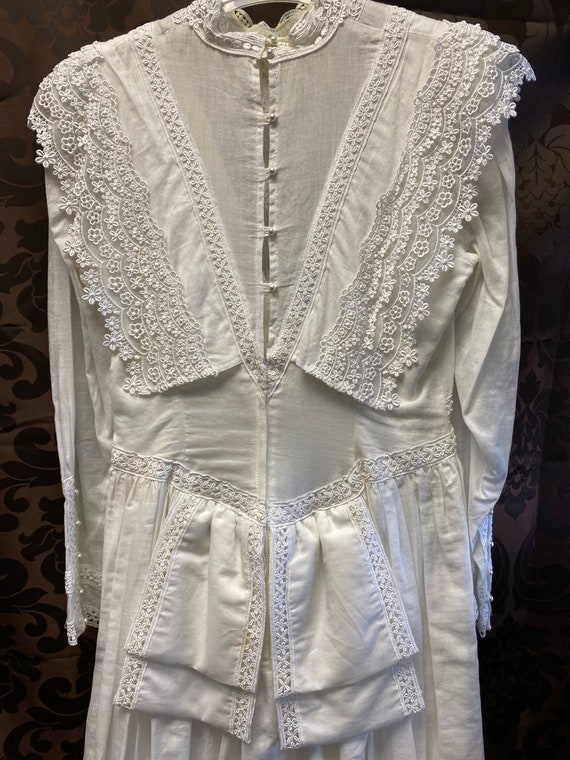 Jessica McClintock white cotton & lace long dress - image 3