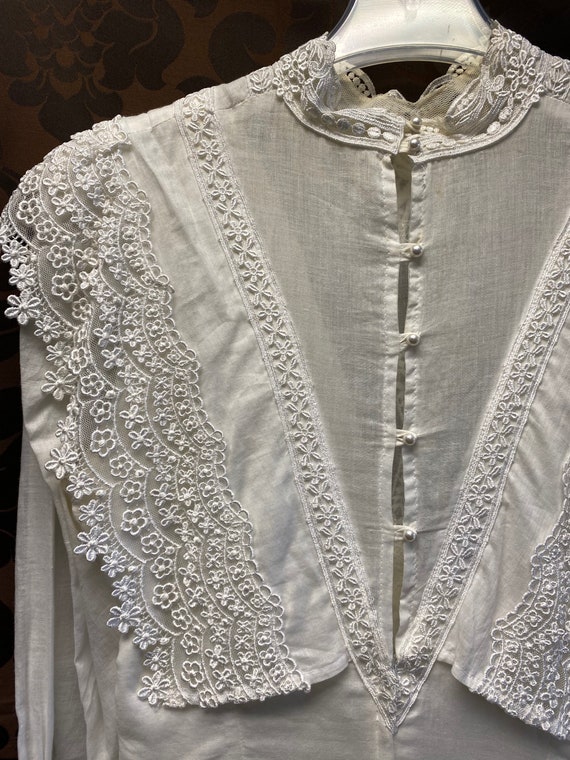 Jessica McClintock white cotton & lace long dress - image 1