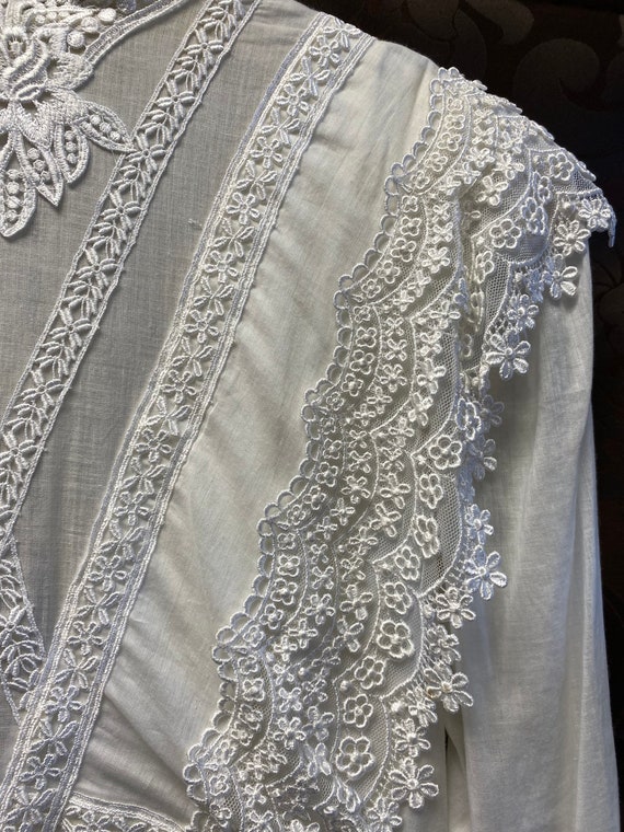 Jessica McClintock white cotton & lace long dress - image 2