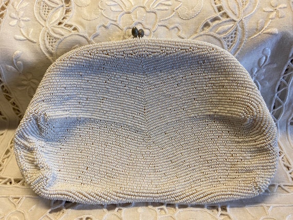 Vintage Coblentz Ivory Beaded Clutch with Clasp