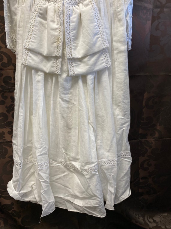 Jessica McClintock white cotton & lace long dress - image 5