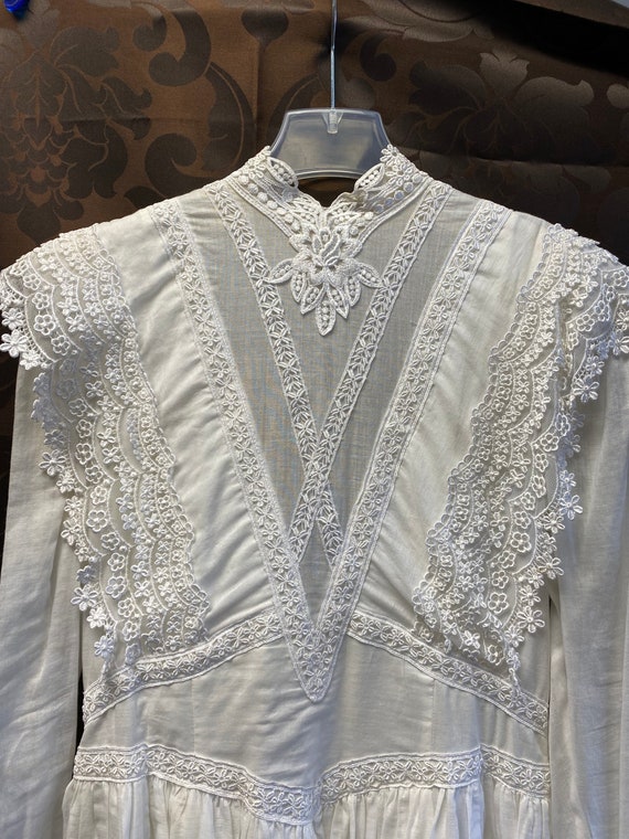 Jessica McClintock white cotton & lace long dress - image 6
