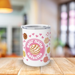 Cafecito y Chisme Mug Personalized Pan Dulce Concha Mug Latina Coffee Mug Mexican Travel Mug Hispanic Gift Mug Insulated Mug