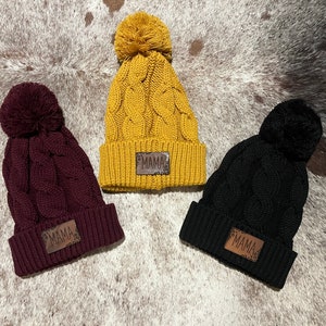 Mama Leather Patch Stocking Hat