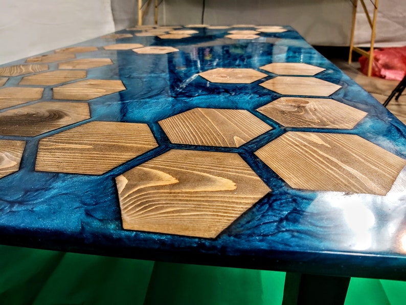 Mesa de centro de resina de madera personalizada escritorio | Etsy