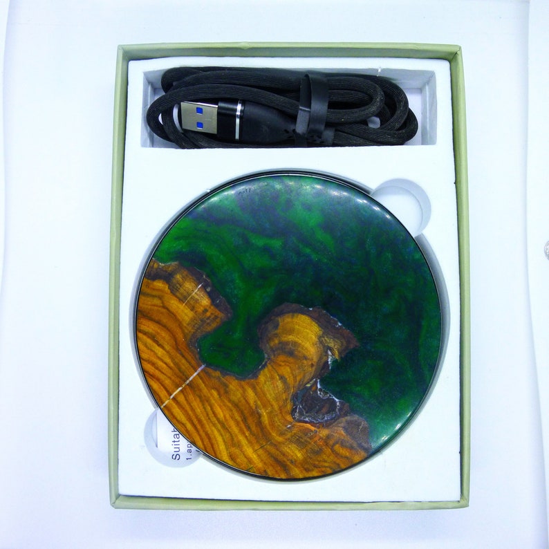 Wood Wireless Qi Charging Pad Resin & Wood Charger Fast Charge