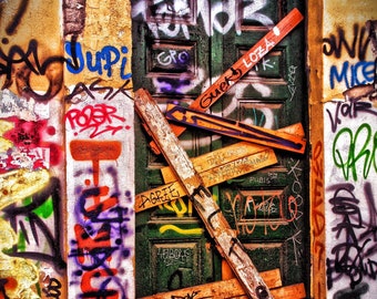 Graffiti Door Print, Abandoned Buildings Photograph, Door Photo, Graffiti Art, Graffiti Print, Urban Decay Art, Office Decor, Unique Gifts