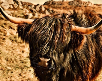 Highland Cow Print, Cow Art, Scotland Photography, Highland Cow, Nursery Decor, Scottish Cow, Kitchen Decor, Art Prints,  Farmhouse Decor