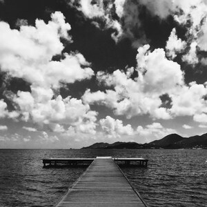 Black And White Pier Print, St. Martin Art Print, Black And White Decor, Beach Print, Home Decor, Black And White Photography, Ocean Art