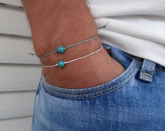 Turquoise Bracelet - Different colors available - Men's Jewellery - Minimalist for man - Dapper man bracelet - Adjustable homme bracelet