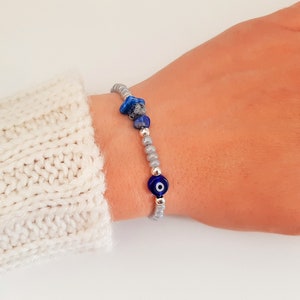 Braccialetto Liapis Lazuli - Braccialetto Dainty - Bracciale Blue Evil Eye - Elegante - Nazar boncuk - Talisman - Macrame - Tiny Evil Eye - Protezione