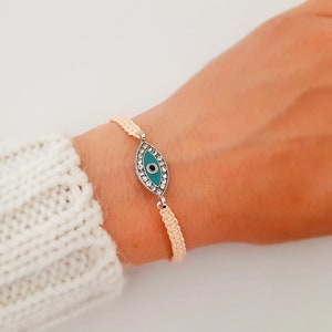 Hermosa pulsera con mal de ojo azul - Joyería griega - Regalo de cumpleaños - Nazar boncuk - Mejores amigos para siempre BFF - Talismán - Pulsera delicada