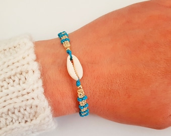 Adjustable Cowrie Shell Bracelet - Wish Bracelet - Boho Jewelry - Friendship Bracelet - Seashell Jewelry - Nautical Style - Beach Bracelet