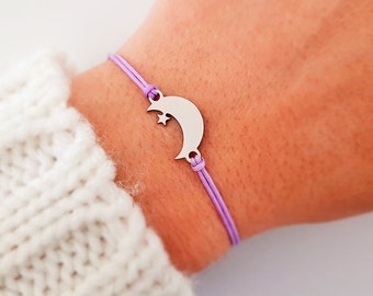 Mond und Stern Armband - Verschiedene Farben verfügbar - Mondphasen Celestial - Mond Charm - Cresent Moon Armband - Beste Freunde Für immer Geschenk