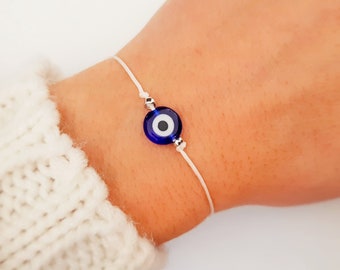 Bracelet Evil Eye - Élégant - Bijoux grecs - Nazar boncuk - Cadeau BFF - Talisman - Minimaliste - Œil chanceux - Délicat - Mauvais œil bleu - Élégant