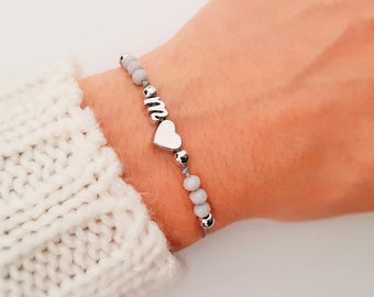 Personalized Bracelet - Initial Letter Bracelet - Greek Jewelry - Elegant Bracelet - Initial Heart - Dainty Bracelet - Letter Initial - Gift