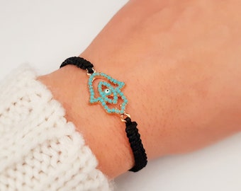 Blue Evil Eye Bracelet - Greek jewelry - Braided bracelet - Fatima hand - Nazar boncuk - Best Friends Forever - Talisman - Macrame - Hamsa