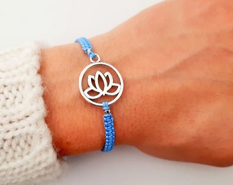 Lotus Flower Bracelet - Macrame -BFF Gift- Yoga Bracelet - Unisex Bracelet - Flower Bracelet - Stacking Cord Bracelet - Meditation Bracelet