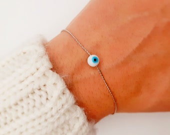 Blue Evil Eye Bracelet - Greek jewelry - Amulet - Nazar boncuk - Best Friends Forever Gift - Talisman - Dainty bracelet -  Thin Bracelet