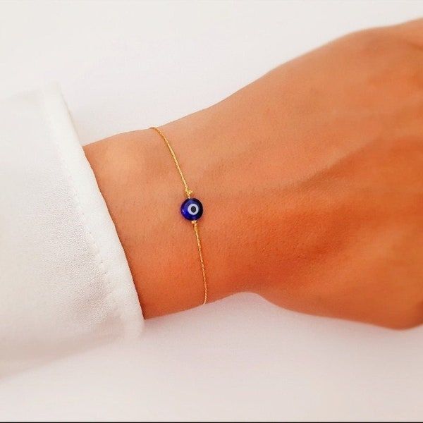 Gold String Evil Eye Bracelet - Elegant - Greek jewelry - Nazar Boncuk - Macrame - Dainty - Gold String Eye Bracelet - Tiny Eye - Amulet