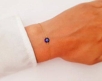 Gold String Evil Eye Bracelet - Elegant - Greek jewelry - Nazar Boncuk - Macrame - Dainty - Gold String Eye Bracelet - Tiny Eye - Amulet