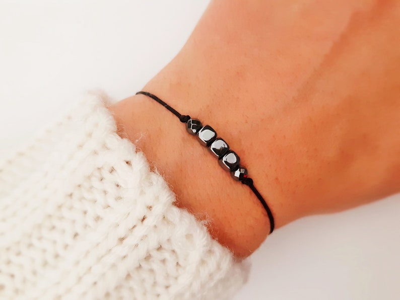 Hematite Bracelet Different colors Elegant Dainty Bracelet Gift Minimalist Jewelry Macrame Bracelet Gemstone Delicate Gift image 1