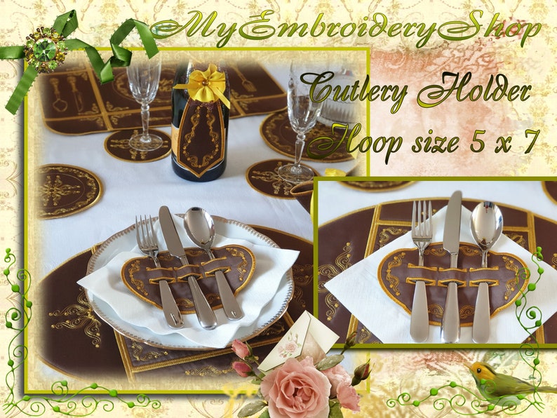 ITH hoop 5x7 Embroidery Design Cutlery Holder Machine Etsy