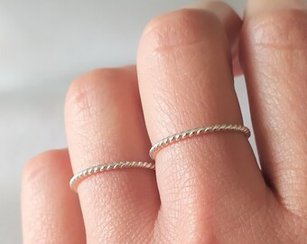 Silver Twist Ring, Stacking Twist Ring, Sterling Silver Thin Ring, Dainty Stackable Ring, Gold Twisted Ring, Delicate Silver Ring Minimalist