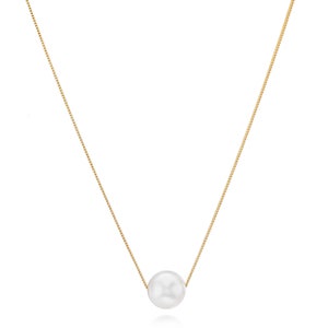 Enkele parelketting 14K goud, bruidsmeisje parelketting bruiloft, sierlijke gouden ketting, bruidsmeisje cadeau, minimalistische ketting cadeau voor haar afbeelding 8