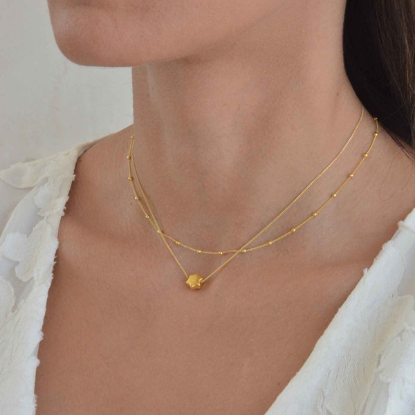 Star of David Necklace, Gold Layered Necklaces, Satellite Necklace, Dainty Necklace Set, David Star Necklace, Layering Chains, Jewish Star