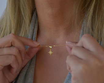 Pole Star Necklace, Simple Star Necklace Gold, MInimalist Necklace for Women, Polaris Necklace, Layering Star Necklace, Everyday Necklace