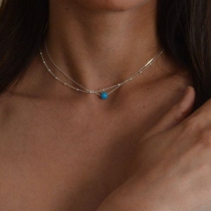 Turquoise Gemstone Necklace, Bridesmaid Gift, Dainty Turquoise Jewelry, Minimalist Wedding Necklace, Boho Bridesmaid Gift, Wedding Gift